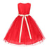 Little Girls Red Ivory Chiffon Floral Sash Tulle Flower Girl Dress 2-6 - SophiasStyle.com